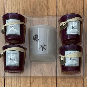 Feng Shui Candle Set, color Wine, Hand Poured.